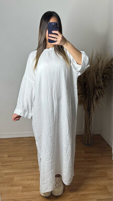 ROBE MANCHE MI LONGUE GAZ DE COTON BLANC ROBE MANCHE MI LONGUE GAZ DE COTON BLANC