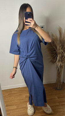 ROBE NOUÉE COTON BLEU