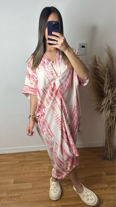 ROBE NOUÉE TIE AND DYE ROSE