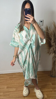 ROBE NOUÉE TIE AND DYE VERT CLAIR ROBE NOUÉE TIE AND DYE VERT CLAIR