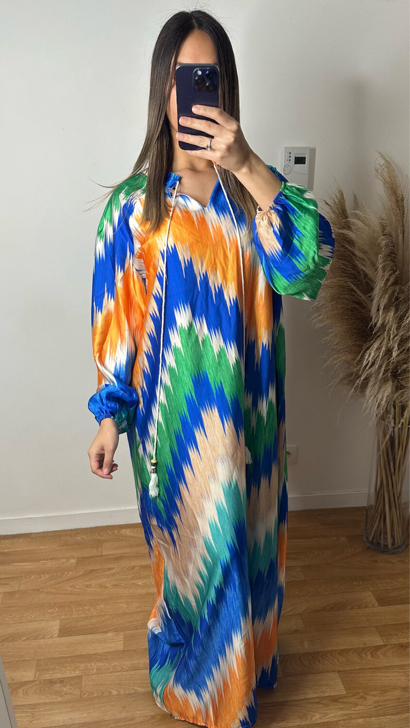 ROBE LONGUE TIE AND DYE BLEU