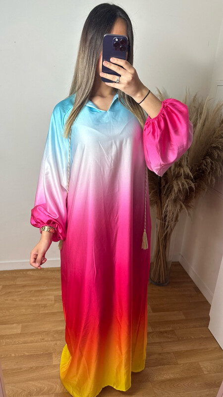 ROBE LONGUE MULTICOLORE BLEU