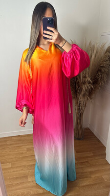 ROBE LONGUE MULTICOLORE ORANGE ROBE LONGUE MULTICOLORE ORANGE