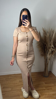 ROBE BOUTON BEIGE ROBE BOUTON BEIGE