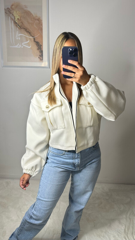 VESTE BOUTON DORÉE BLANC