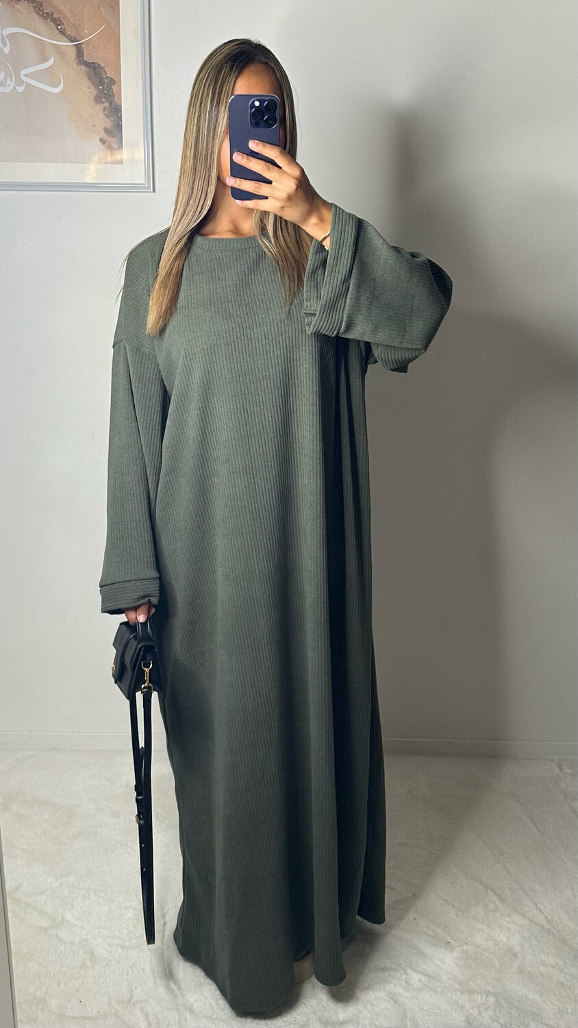 ROBE CÔTELÉ VELOUR MASTOUR KAKI