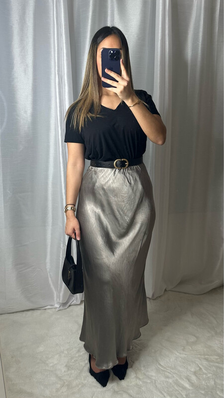 JUPE SATIN TAUPE