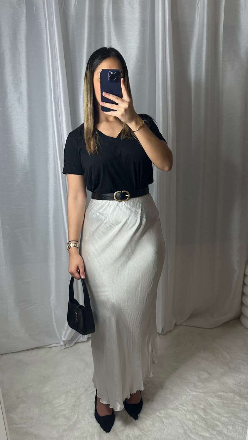 JUPE SATIN BEIGE
