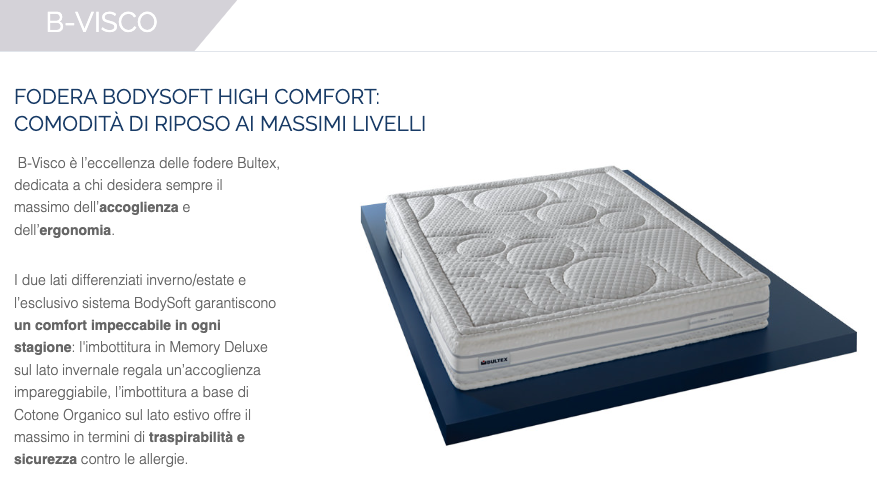 SUNNY BODYSOFT B-VISCO - BULTEX MATERASSO MEMORY MEDIO MATRIMONIALE