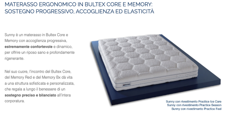 SUNNY ICE-CARE - BULTEX MATERASSO MEMORY MEDIO SINGOLO SUNNY ICE-CARE - BULTEX MATERASSO MEMORY MEDIO SINGOLO