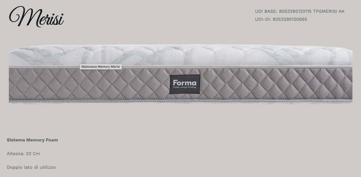 MERISI - FORMABED MATERASSO SINGOLO DA ESPOSIZIONE IN MEMORY  EQUILIBRATO