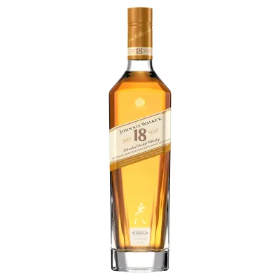 Uma garrafa de Johnnie Walker 18 anos, com seu design clássico e elegante.