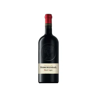  Uma garrafa elegante de Boschendal Heritage Black Angus, com seu rótulo sofisticado e cor rubi intensa