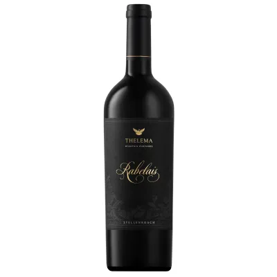 Garrafa de vinho Thelema Rabelais 2019, blend sul-africano sofisticado e exclusivo.