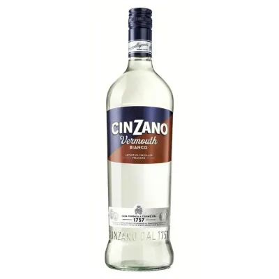 Garrafa de Vermute Cinzano Bianco 750ml com rótulo clássico, ideal para coquetéis e aperitivos.