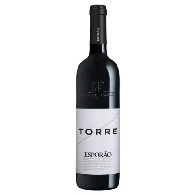 Garrafa de Esporão Torre Tinto, um vinho icônico do Alentejo, intenso e sofisticado.
