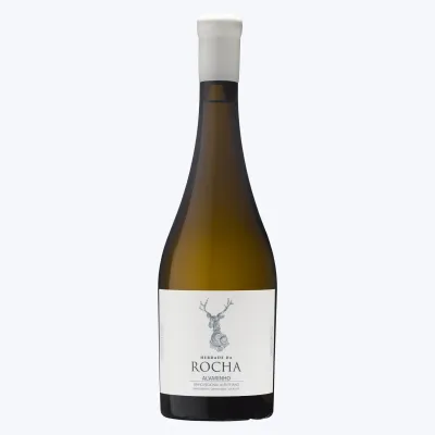Garrafa de vinho branco Herdade da Rocha Private Collection Alvarinho 2022, da região de Portalegre.