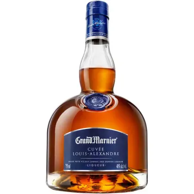Grand Marnier Louis Alexandre Garrafa sofisticada de Grand Marnier Louis Alexandre com detalhes âmbar