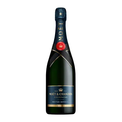 Garrafa Moët & Chandon Nectar Impérial – champagne demi-sec exuberante, intenso e frutado.