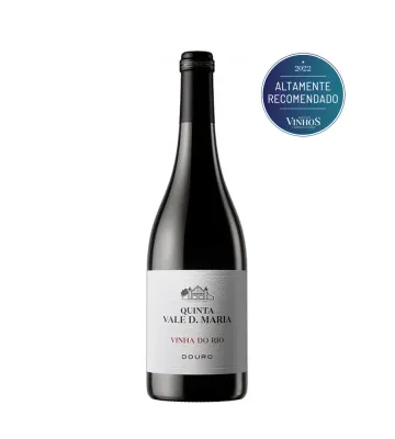 Garrafa Quinta Vale D. Maria Vinha do Rio Tinto – tinto do Douro intenso, complexo e de vinha única junto ao rio.