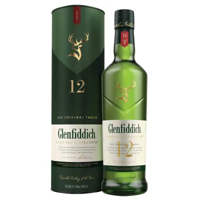 Whisky Glenfiddich 12 Anos Garrafa de Whisky Glenfiddich 12 Anos Single Malt com caixa verde