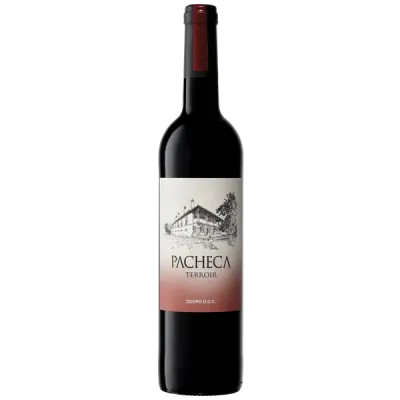Pacheca Terroir Tinto Garrafa de Pacheca Terroir Tinto, destacando o design sofisticado e o rótulo que evoca a tradição do Douro.