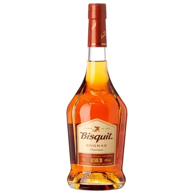 Garrafa de Bisquit VS Classique Cognac, destilado premium francês.