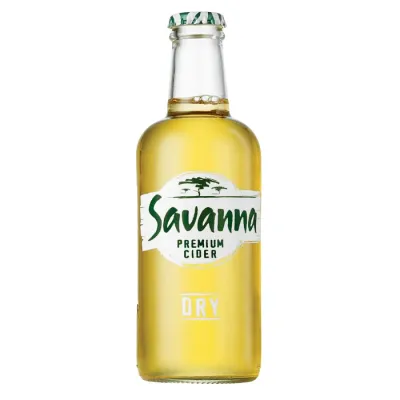 Pack de 24 garrafas de Savanna Dry Cider 250ml, sidra seca e refrescante.