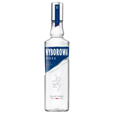  Uma garrafa elegante de Vodka Wyborowa Original 70cl, destacando a cor cristalina e o rótulo com o icônico símbolo da marca.