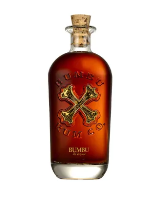 Rum Bumbu Original 70 Cl Uma garrafa elegante de Rum Bumbu Original 70cl, destacando a cor âmbar e o rótulo com o icônico símbolo da marca.