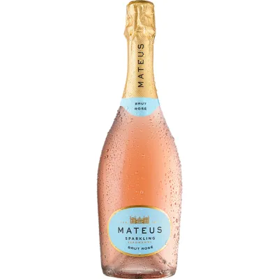 Garrafa do Mateus Sparkling Rosé Bruto – cor rosa pálido e visual elegante