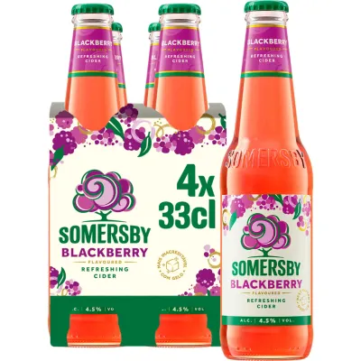 Pack de 15 garrafas Somersby Blackberry 33cl – sidra com álcool sabor amora.