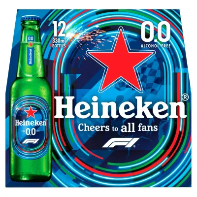 Heineken F1 0.0% Sem Álcool 25cl - 24-Pack Garrafa de Cerveja Heineken F1 0.0% Sem Álcool