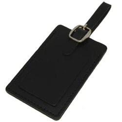Leather Business Card Luggage Tag - Black