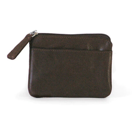 OM 1902 Zip Top Coin Purse w/ Key Chain Brandy
