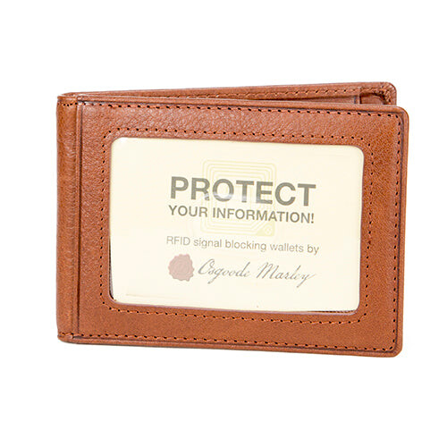 OM 1210 RFID Inside Money Clip Wallet Brandy