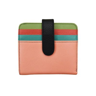 7301 Bi-Fold Credit Card Wallet Peach Multi