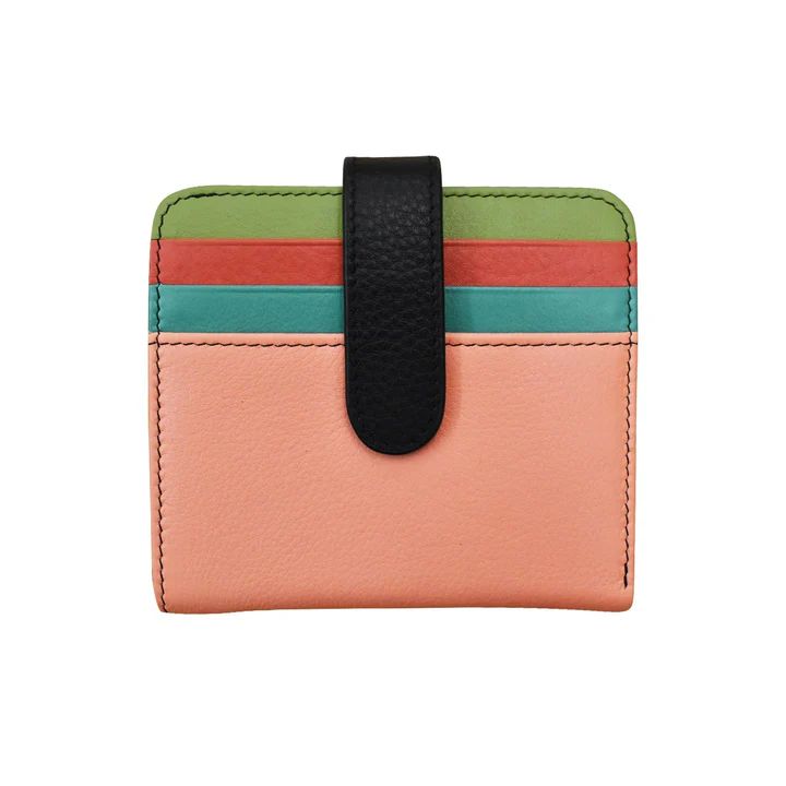 7301 Bi-Fold Credit Card Wallet Peach Multi