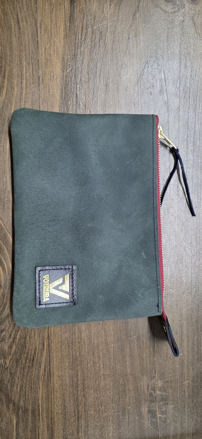 Votruba Pig Suede Leather Pouch, color: Deep Green