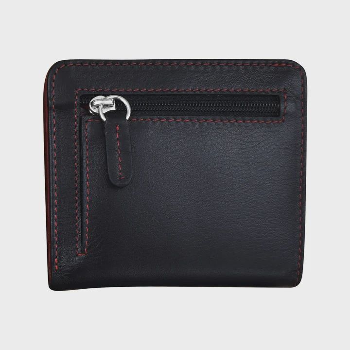 ili 7831 Two Tone Mini Bifold Wallet, color: Black/Red