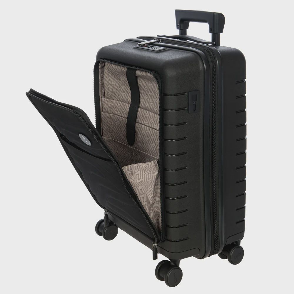 Brics Milano 21&quot; Ulisse Carry-on Expandable Spinner, With/Without Pocket: With Pocket, color: Black