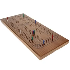 WE Games Solid Wood 4-Track Cribbage Board - Medium Stain