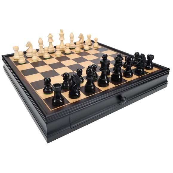 WE Games French Staunton Chess &amp; Checkers Set - Black Stained Wood