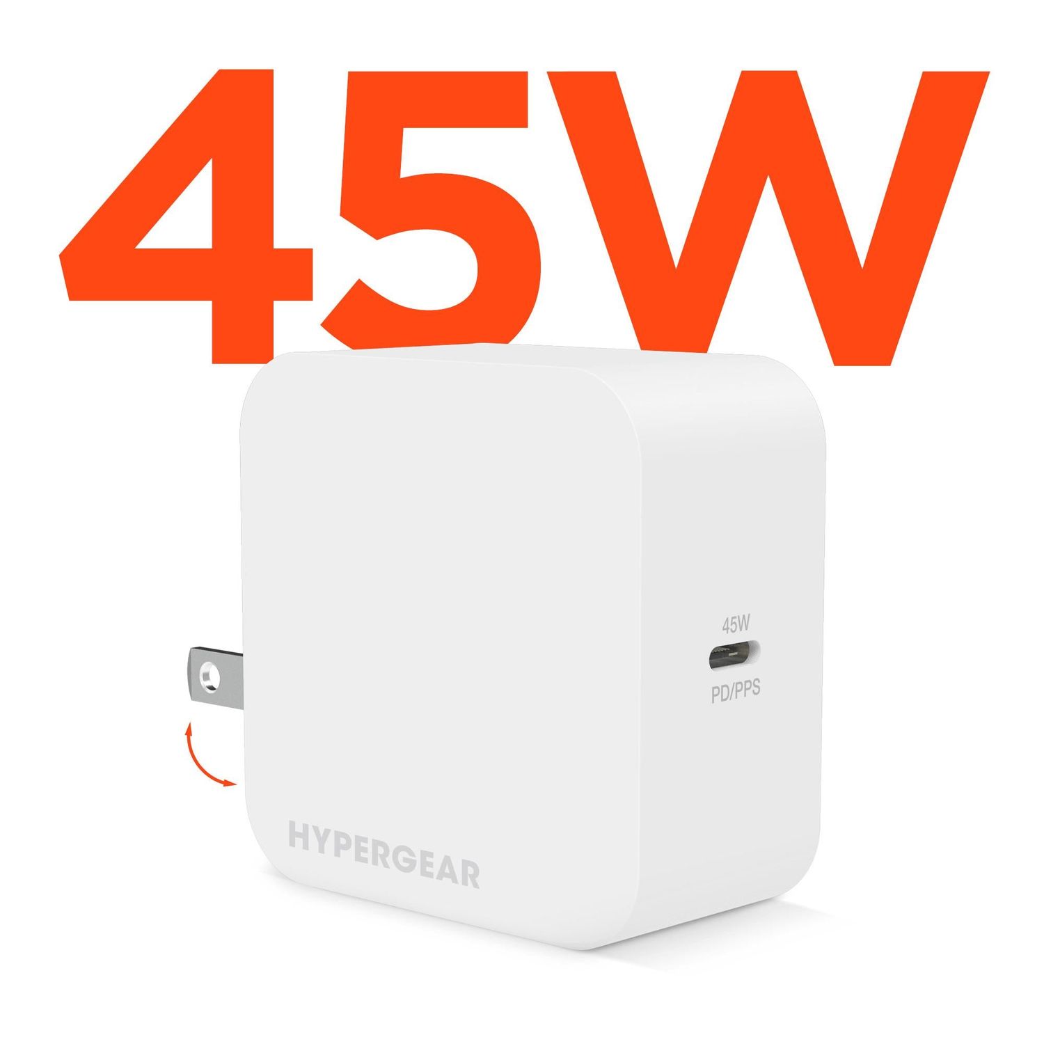 HyperGear SpeedBoost 45W USB-C PD/PPS Wall Charger - White