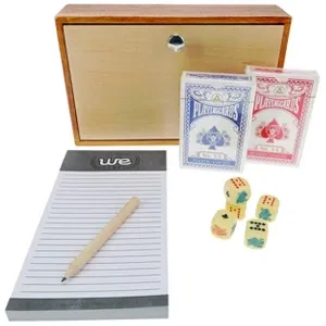 WE Games Aces &amp; Spades Wood Card &amp; Poker Dice Box