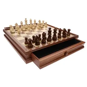 WE Games French Staunton Wood Chess &amp; Checkers Set - 15 inch
