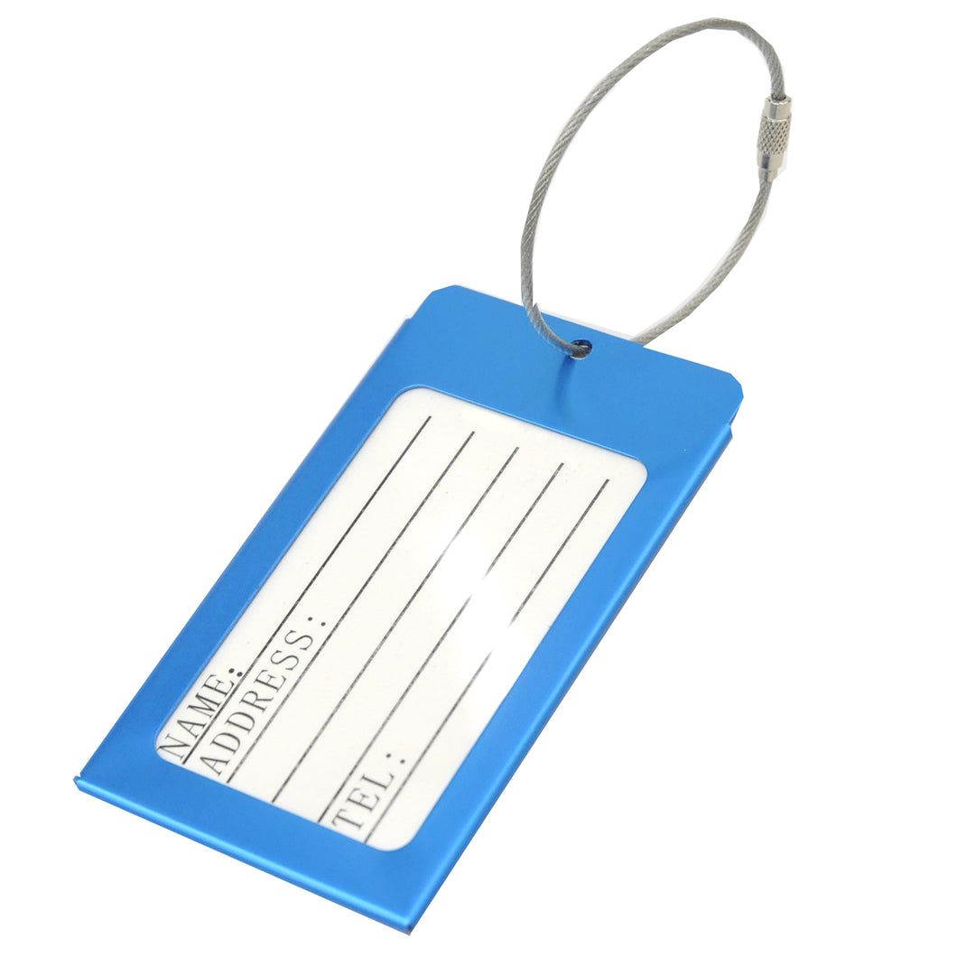 Metal Luggage Tag with Cable - Silver