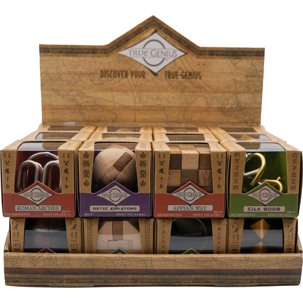 True Genius 24-Piece Assorted Mini Puzzle Display