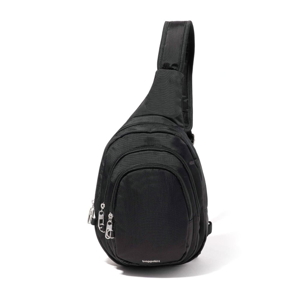 Baggallini Securtex Anti-Theft Multi Zip Sling, color: Black