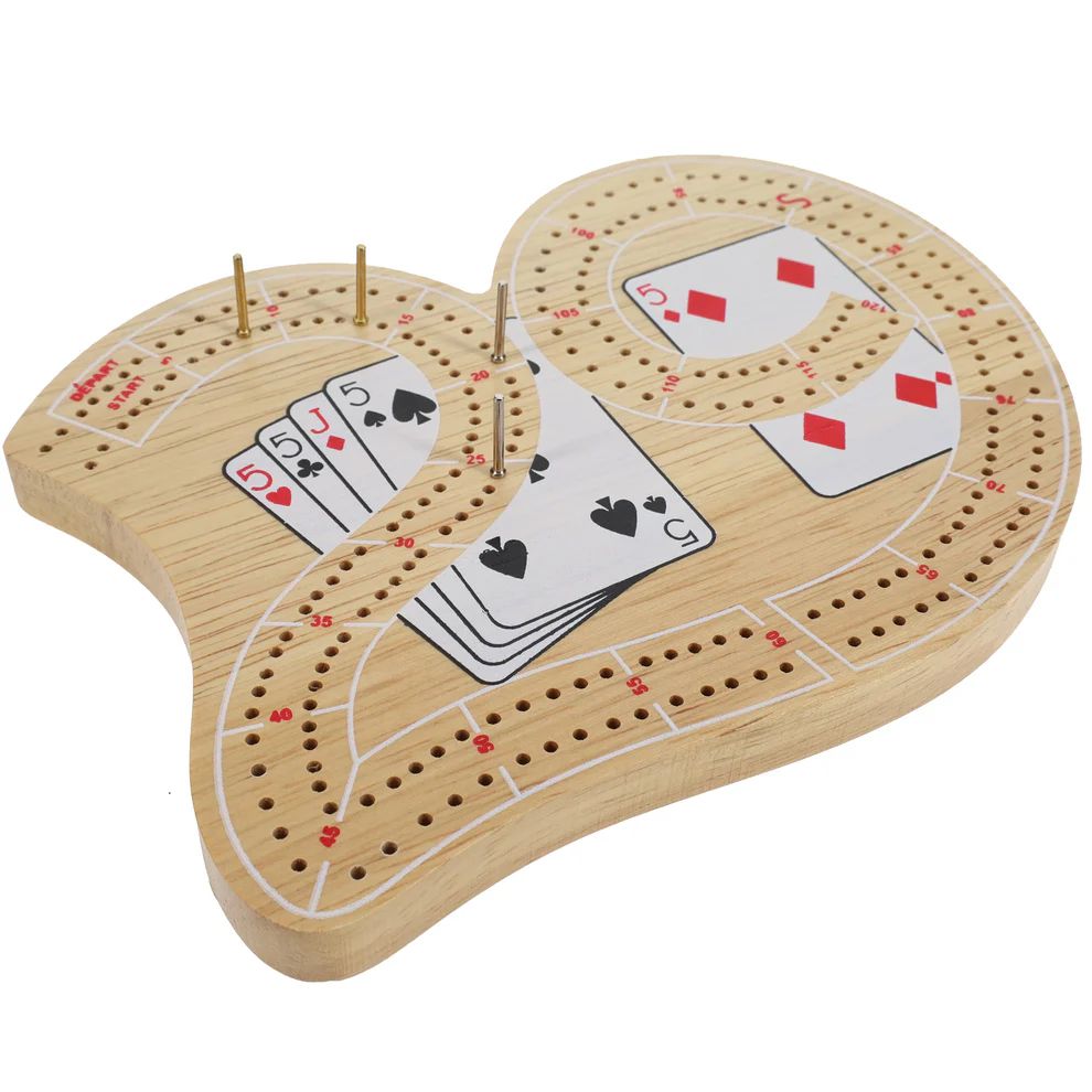 WE Games 29 Cribbage Set - 6.25" Solid Wood Board with Metal Pegs, color: Oak